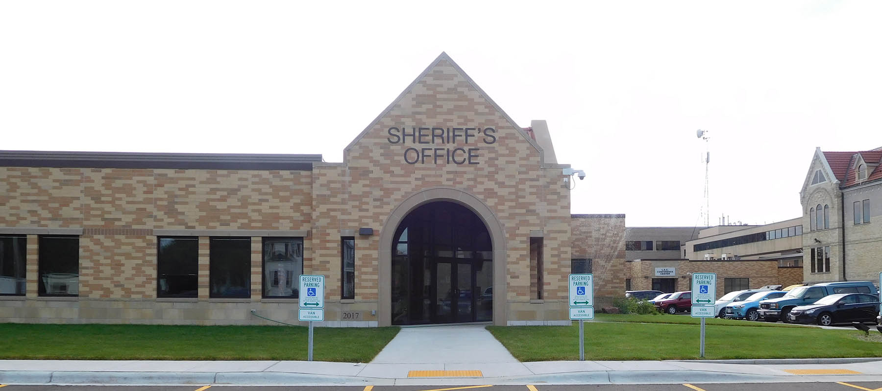 Sheriff's office entrance at Oconto County Law Enforcement Center in Oconto, WI