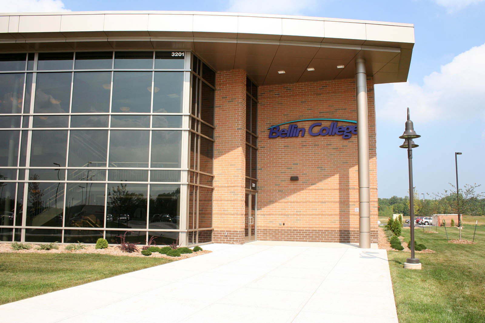 Exterior and main entrance of Bellin College